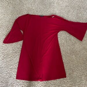 Nik and Nash Red Jeweled Split Shoulder Bell Sleeve Dress Size XL